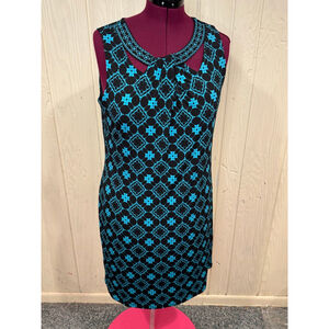 Women's Magnolia Grace Dress Black/Blue Geometric Print Size XL